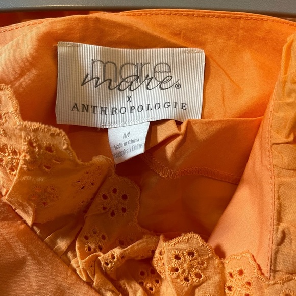 ANTHROPOLOGIE X MARE MARE Josephine Eyelet Ruffle Top In Orange - Picture 6 of 8
